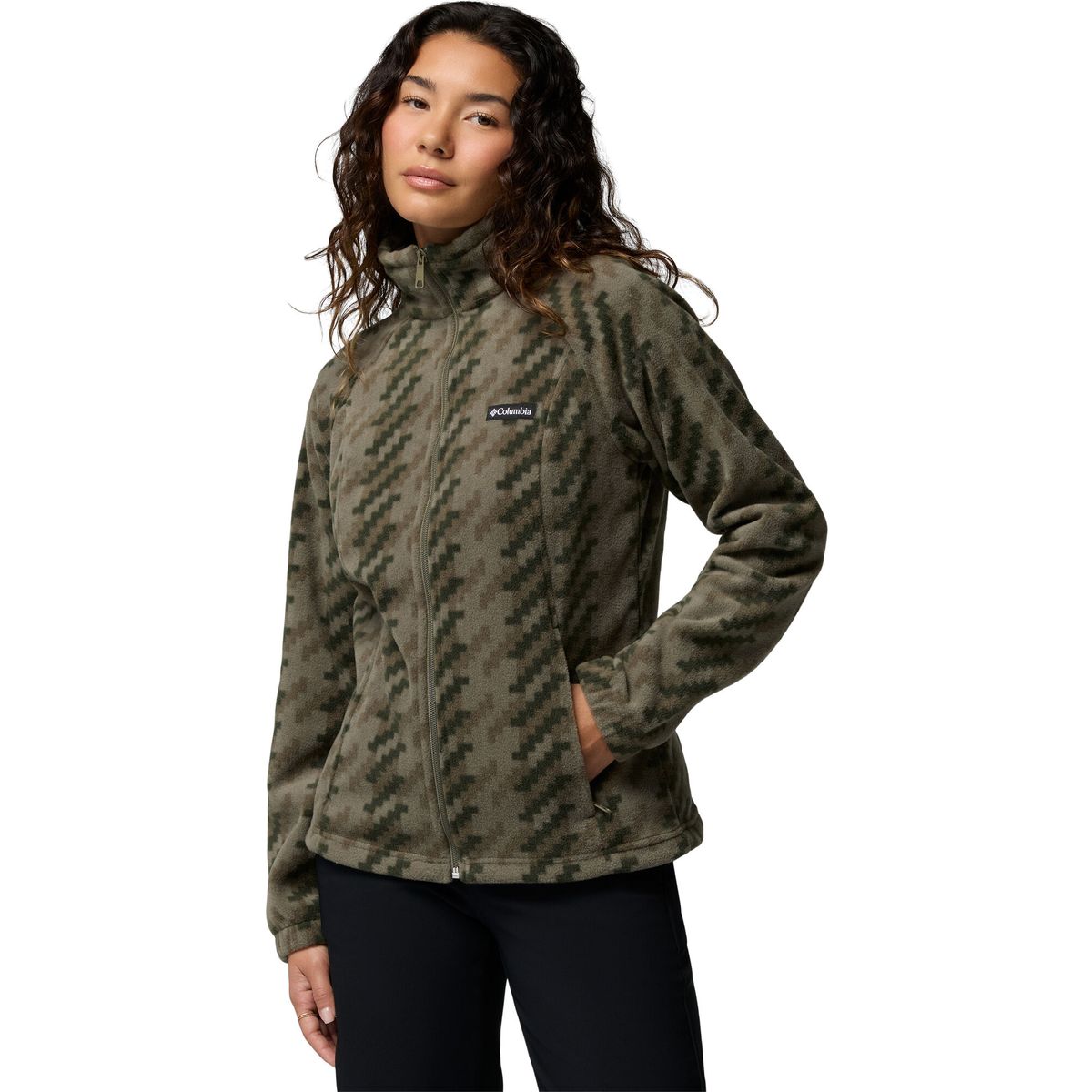 Columbia Women's Benton Springs Printed Fleece Jacket stone green, twills (397) XL 202177-2021771-397-XL
