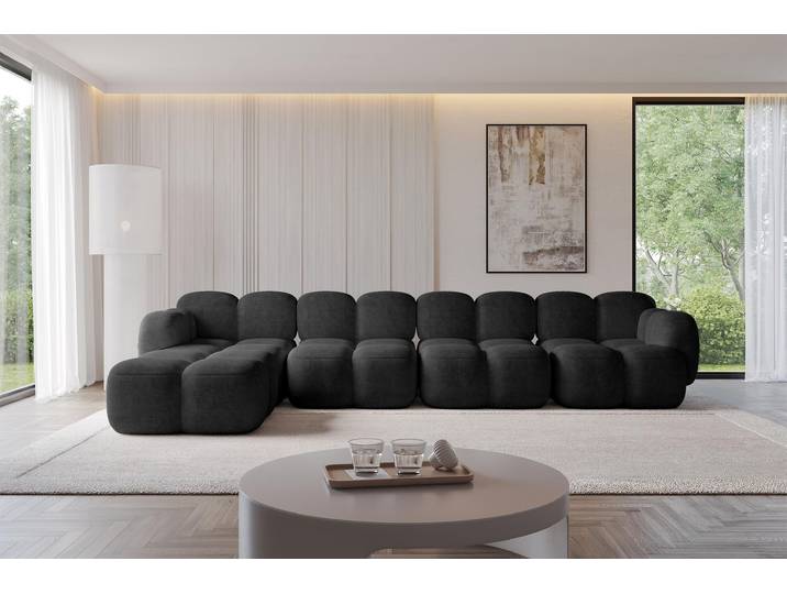 ALTDECOR Ecksofa - Miko-L3 - 390x205x75 - Schwarz Corner Sofa Eckcouch Couch L-Form, links/rechts angeordnet