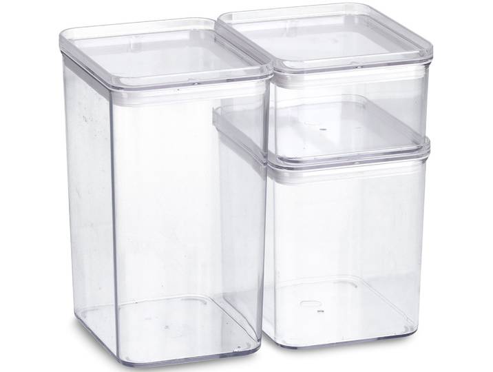 Vorratsdose ZELLER PRESENT, transparent, Kunststoff, Silikon, Lebensmittelaufbewahrungsbehälter, Vorratsdose, 3-teilig, stapelbar