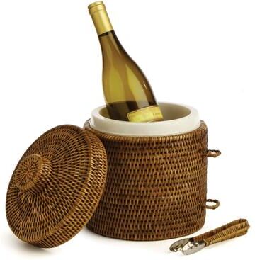 Porch and Petal Burma Rattan Ice Box & Tongs