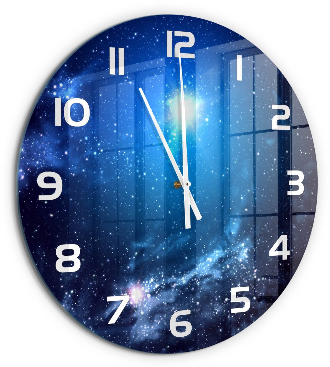 Tulup Wandklok Mist Glazen Design - Blauw - Diameter: 60 cm