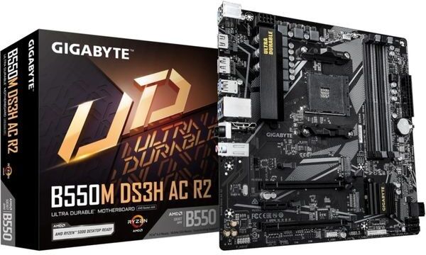 GIGABYTE B550M DS3H R2 AMD B550 Micro-ATX Socket AM4 DDR4 Motherboard - Wi-Fi