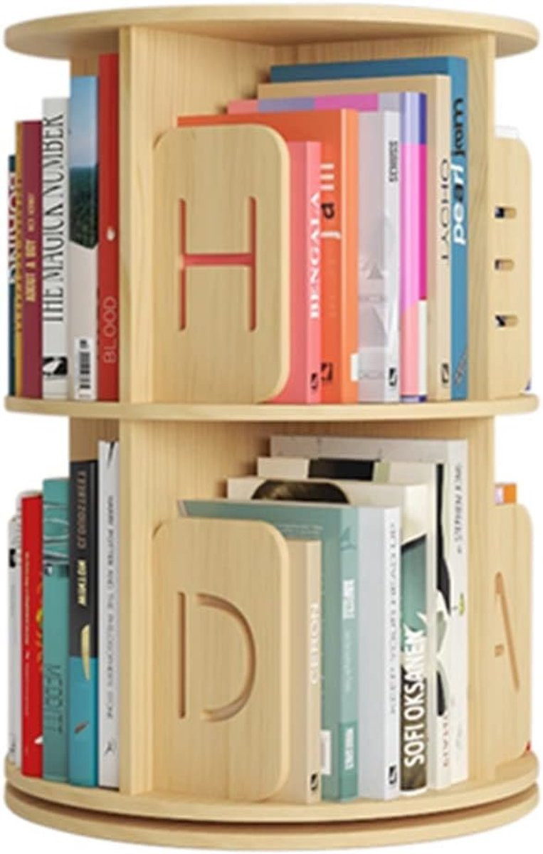 Draaibare kinder boekenplank organizer in houtkleur - 44 x 68 cm