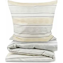 BETTWÄSCHE Viola 155x220cm + Kissenbezug 80x80cm Beige Biber