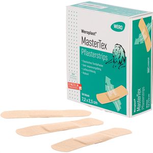 Wero Pflaster MasterTex, 50 Strips, wasserfest, elastisch, atmungsaktiv, 7,2 x 2,5cm