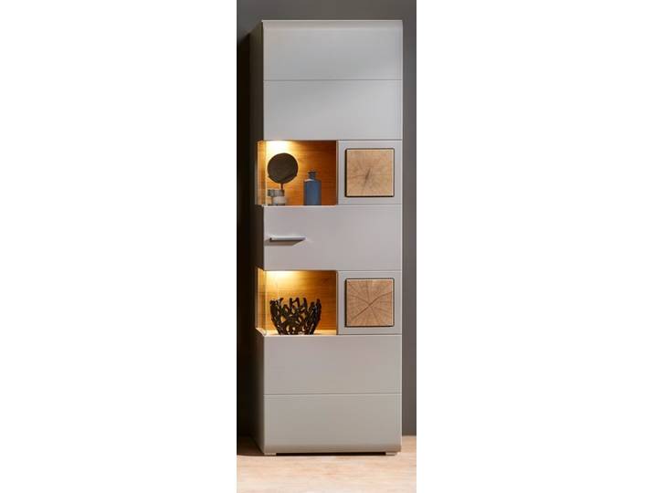 Innostyle Fun Plus II Vitrine inkl. LED-Beleuchtung Basalt/Eiche