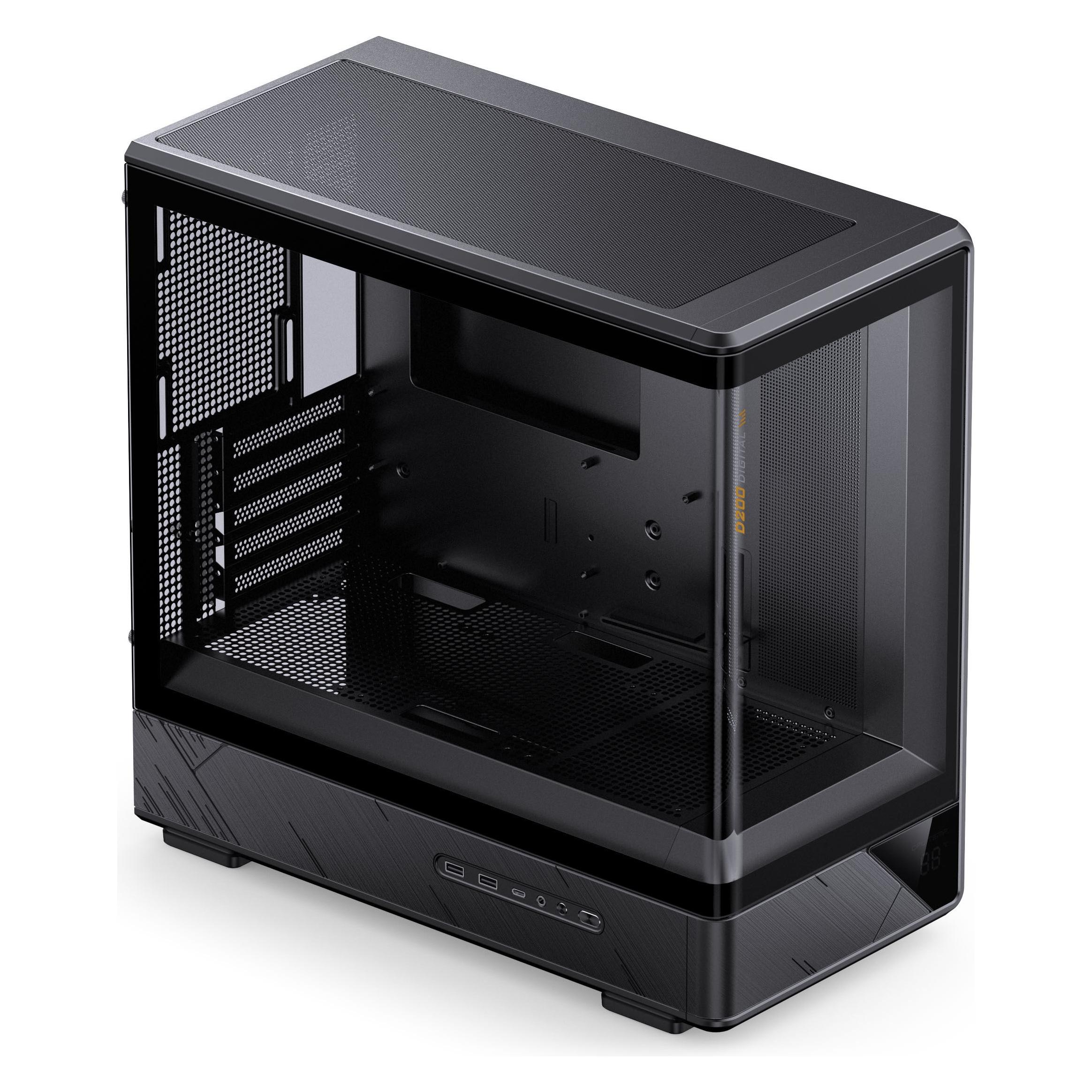 Jonsbo D200 Midi-Tower, mATX, Tempered Glass, Mini Temp Display - schwarz (mATX) (D200 BLACK)