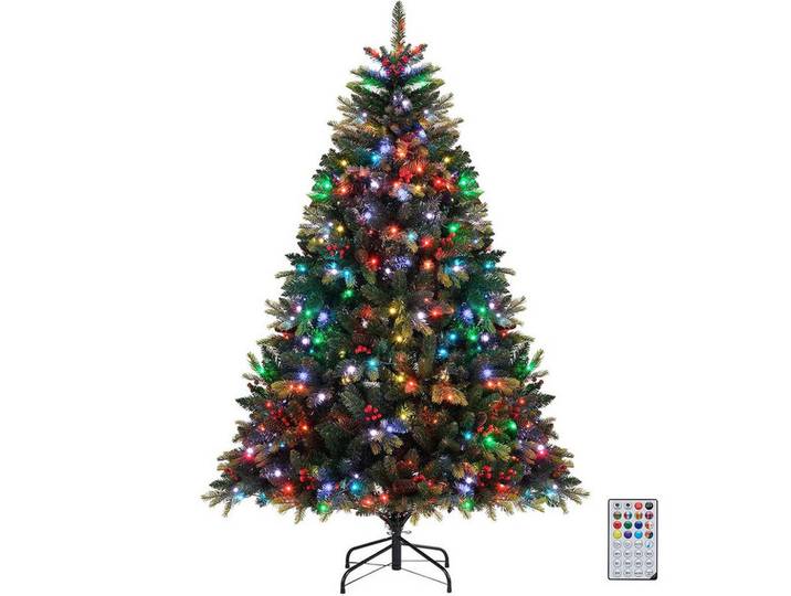 Costway Weihnachtsbaum mit 370 APP-gesteuerten RGB-Lichtern 180cm Grün, Metall, 180 cm, Dekoration, Weihnachtsdekoration, Christbäume & Zubehör