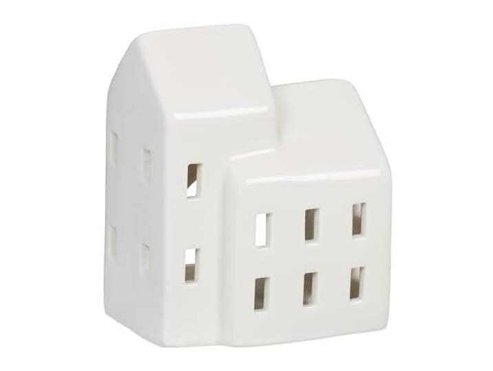 Relaxdays Photophore en Forme de Maison\, pour 1 Bougie Chauffe-Plat\, H x L x P : 9\,5 x 7\,5 x 6 cm\, Blanc