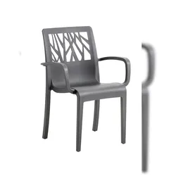 Grosfillex 4er-Set Armlehnstuhl VEGETAL ANTHRACITE RECYCLÉ