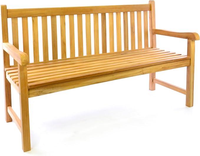 Silecomplaza Gartenbank 3 Sitzer Teakholz unbehandelt Natur 150x60x90cm Holzbank