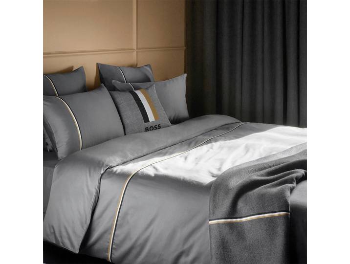 Hugo Boss Bettwäscheset, Grau, Textil, Uni, 200x210 cm, Heimtextilien, Bettwäsche, Bettwäsche