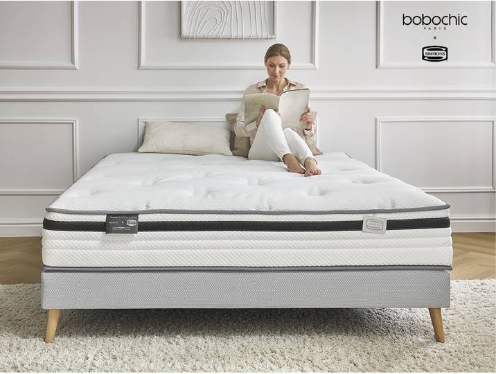 Ensemble matelas hybride + sommier BRIENNE édition limitée BOBOCHIC x SIMMONS 160x200