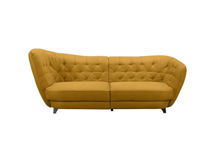 Big Sofa mit echtem Rücken Retro B: 256 cm Currygelb