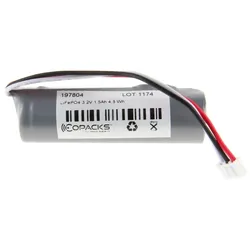 3,2 Volt 1500mAh LiFePO4 Akku für Not- und Sicherheitsbeleuchtung, passend für NLK4U403SC, NLK5U403 , NLK5U413SC, NLK6U423SC, Abmessungen 18x65mm, mit Stecker