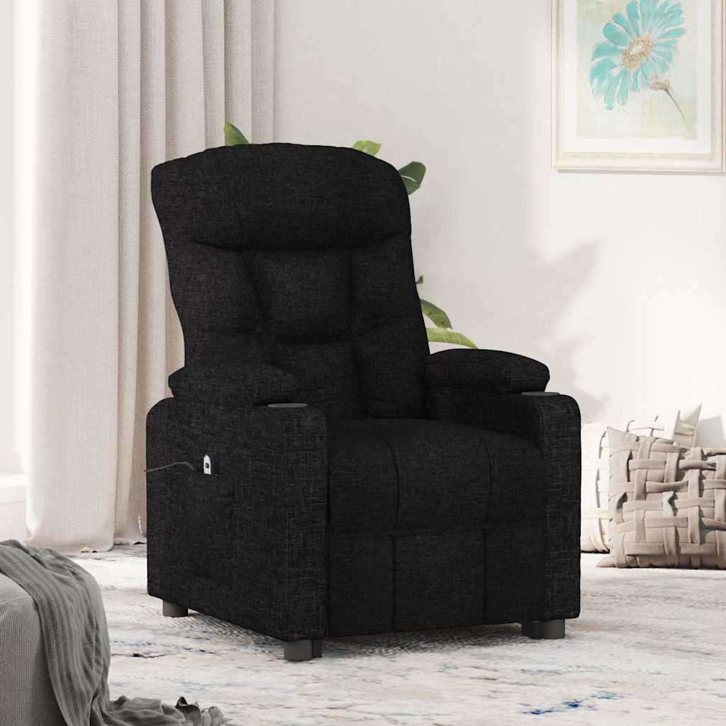 vidaXL Sillón reclinable eléctrico de tela negro Negro