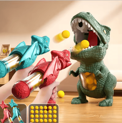Inspire Picks Dinosaur Shooting Toy Set Tyrannosaurus Rex Ball & Soft Bullet Blaster Interactive Puzzle Toy For Kids dinosaur 2 Guns