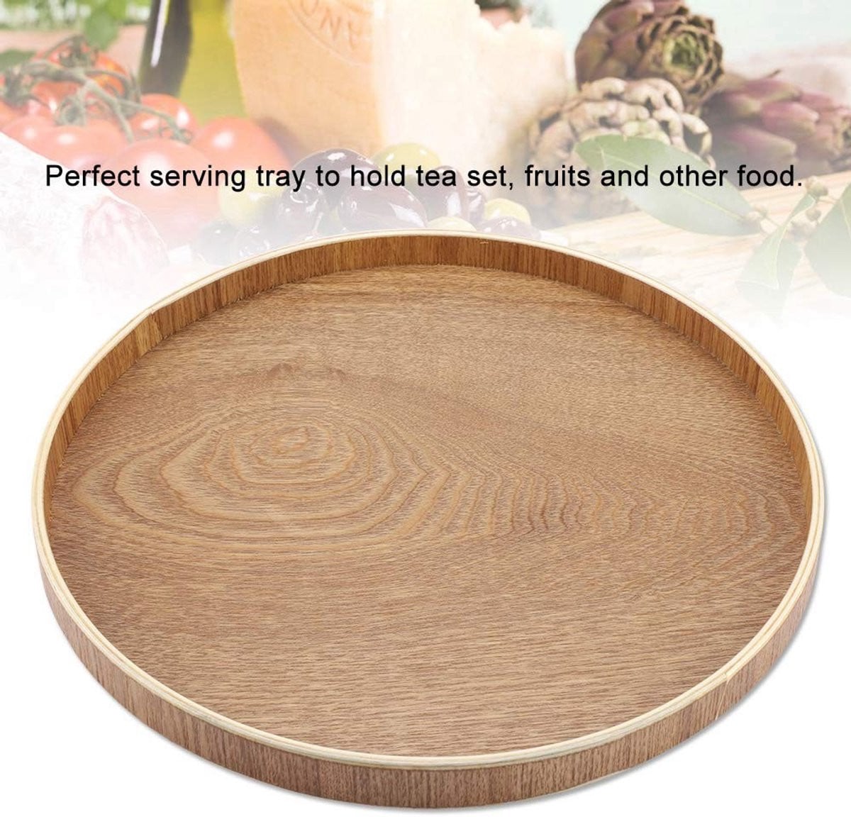Dailygoods Ronde Houten Serveerschaal - Biologisch Dienblad voor Voedselopslag en Decoratie