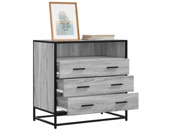 smnyxs Kommode Sonoma, Grau, 70 x 41 x 70 cm, Holz 3 Schubladen, Metallrahmen, Industriestil, robuste Oberseite, Wandbefestigung inklusive, Eingang für Schlafzimmer, Wohnzimmer
