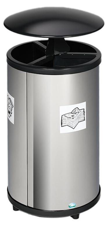 Robuste Wertstoffsammelstation mit Dach | 30 Liter je Behälter, HxBxT 89x42x42cm | Edelstahl | Silber