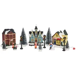 Weihnachtsfiguren- und Häuserset Weihnachtsdekoration Dekoration Set 14 teilig A