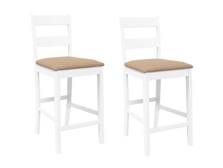 HGPOTUY Barhocker mit Kissen 2 STK. Weiß Massivholz Gummibaum Ergonomische Rückenlehne, dichter Maserung, stoßfest, langlebig, Esszimmer, Wohnzimmer, Entspannen