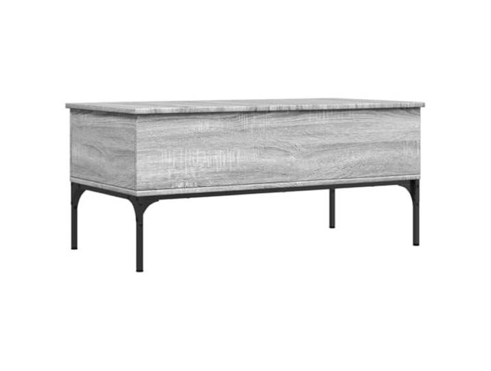 LASWWQMRF Couchtisch Höhenverstellbar 100x50x45cm Grau Sonoma Metall Höhenverstellbarer Wohnzimmertisch mit 2 versteckten Fächern für Ordnung & Metallgestell für ein modernes Zuhause.