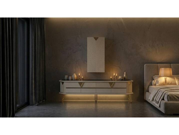 JVmoebel Sideboard Unterblock Oberer Block Wohnzimmer modern beige praktisch, Made in Europa
