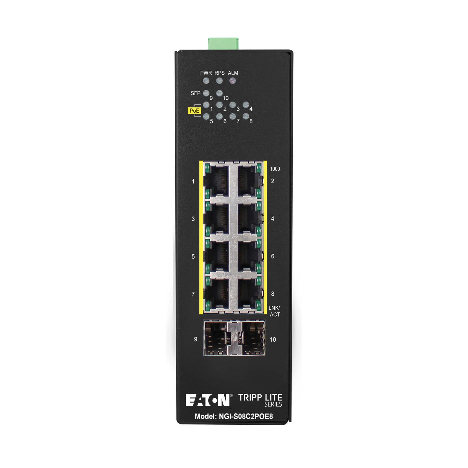 Eaton Tripp Lite Series 8-Port Lite Managed Industrial Gigabit Ethernet Switch NGI-S08C2POE8