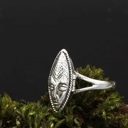 Drachensilber Maske Ring mit Fach Giftring Schmuck 925 Silber Damen 58 - Silber