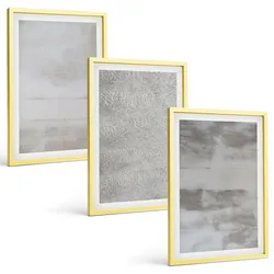 BILDER SET 3er Set - 40x60 cm Goldrahmen - Moderne minimalistische Texturen