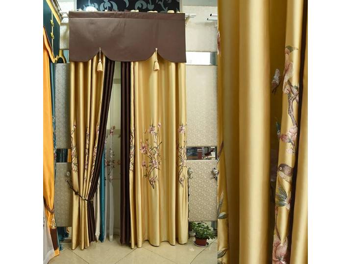 Rideaux pour salon salle à manger chambre luxueux nouveau Style chinois Style américain étude Imitation soie broderie haute ombrage