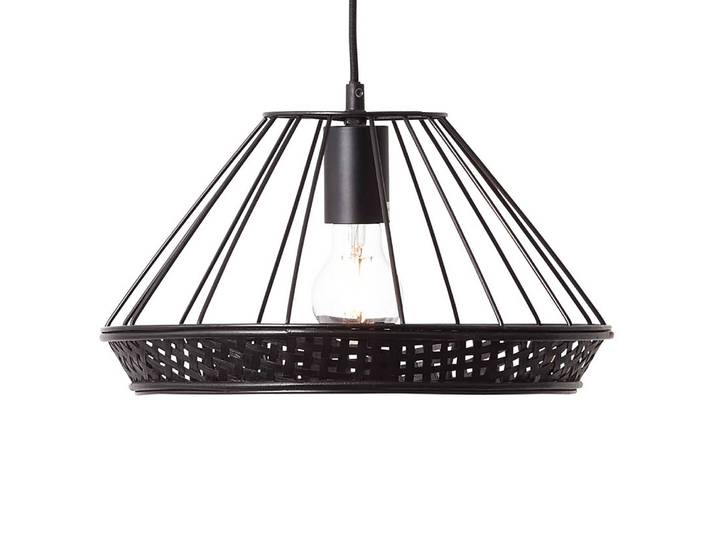 Suspension Tory Ø 33cm Noir Matériau : Métal, Fibres naturelles Surface en métal : Enduit par poudrage Type de fibre naturelle : Rotin Type de