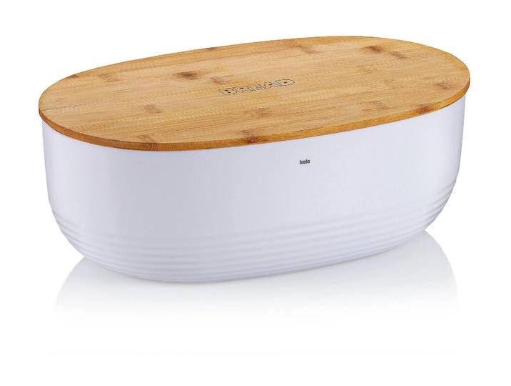Brotkasten KELA Namur , weiss (weiß), B:23cm H:14cm, Bambus, Lebensmittelaufbewahrungsbehälter, Brotkasten