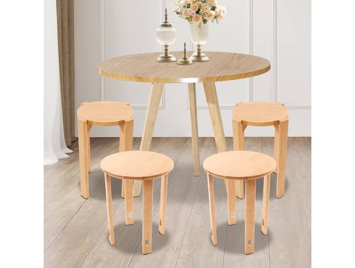 Tabourets empilables avec roulettes, tabouret multifonctionnel en bois, tabouret rond de 14.1x17.5 pouces pour le salon, Table de chevet, 220 lb, 4 pièces