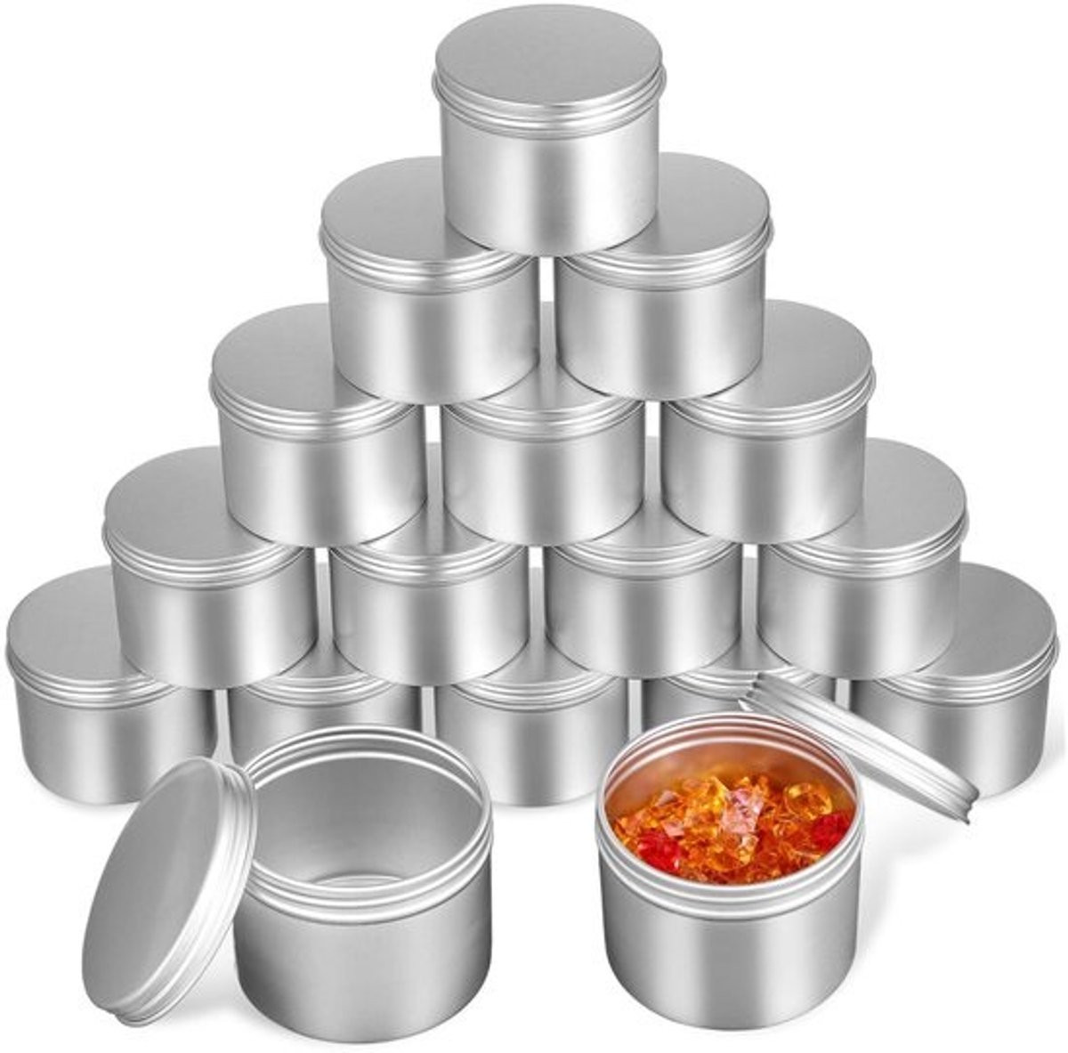 Dailygoods Aluminium Flessen 20 stuks - 100 ml - Ronde blikjes met schroefdeksel