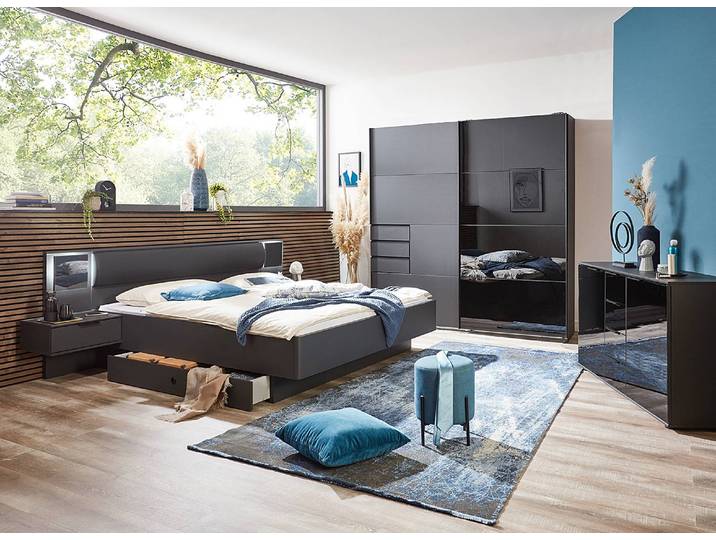 Beleuchtete Bettanlage Barcelona 180 x 200cm Grau