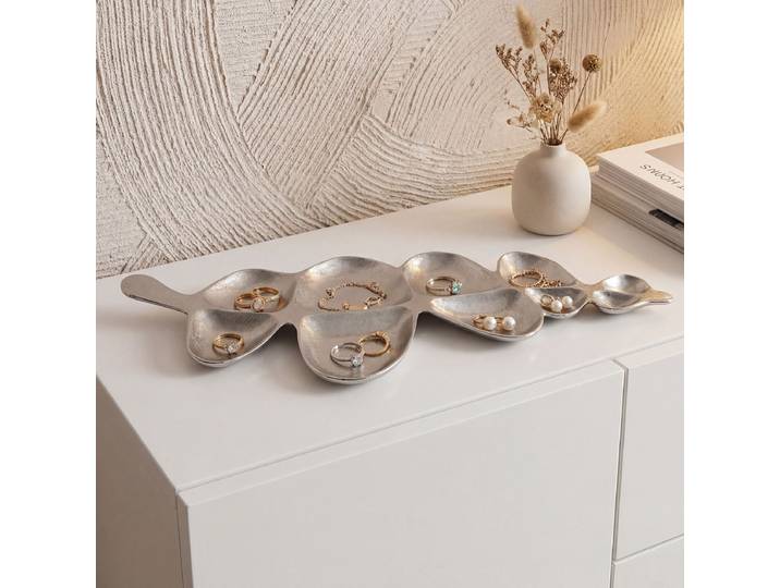 Bol décoratif feuille type B 18 x 3 x 61cm Argenté/Argenté