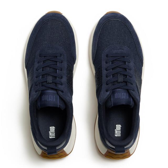 FitFlop F-mode flow crystal denim/suede sneakers
