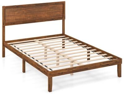 Costway Twin/Full/Queen Size Bed Frame with Headboard and Wooden Slats Support-Full Size