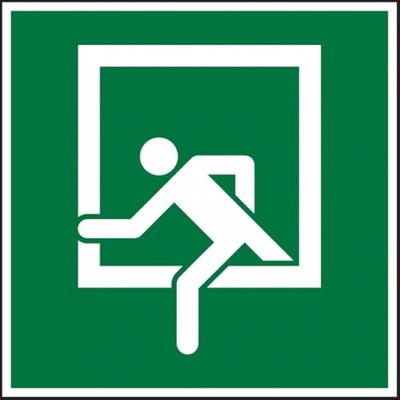 Dreifke® Aufkleber | Rettungszeichen, Notausstieg D-E019 - ASR A1. - 150x150 mm Folie selbstklebend, langnachleuchtend