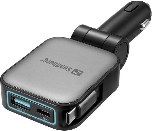 Sandberg 3-I-1 Biloplader 72w Med Fleksibelt Kabel