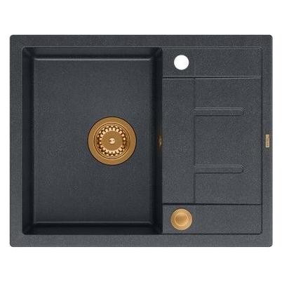 Quadron MORGAN 116 Spüle Black Diamond Spüle mit Siphon Push To Open Kupferfarbe 1 Becken mit (brak)