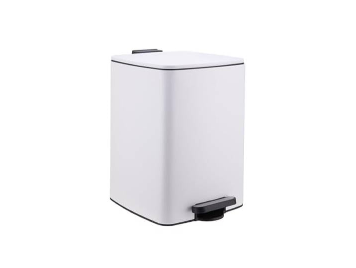 Relaxdays Poubelle cuisine 20 L\, fermeture amortie\, seau amovible\, mate\, poubelle rectangulaire à pédale\, blanche