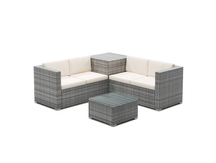 Rattanlounge SAN MARINO grau/beige
