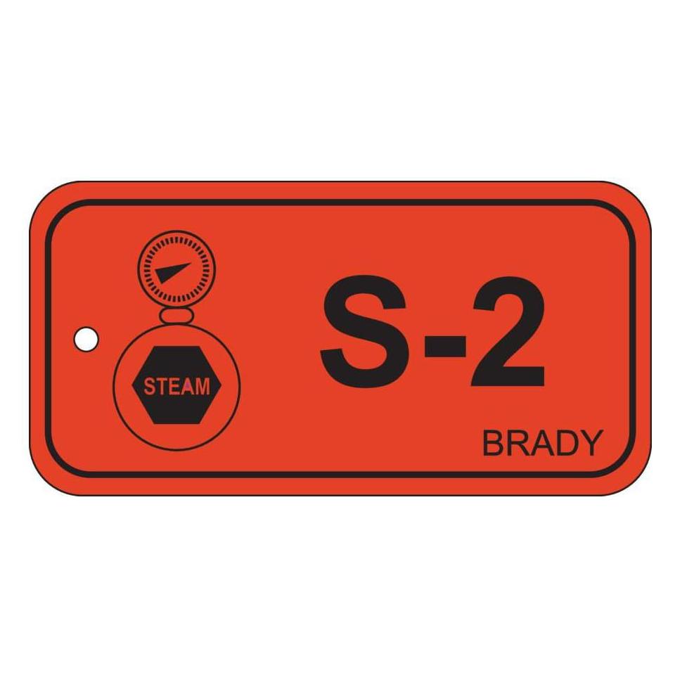 Brady B-7527, Polypropylen Schild, Energy Source Tag - Steam/Dampf, 75 x 38mm, Schwarz auf Orange (ENERGY TAG-S-2-75X38MM-PP/25)