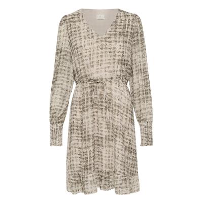Midikleid KAFFE "Damen Kleid KAtrinike", Damen, Gr. 34, N-Gr, grau (grau texture check), Obermaterial: 100% Polyester PES., Kleider Midikleid