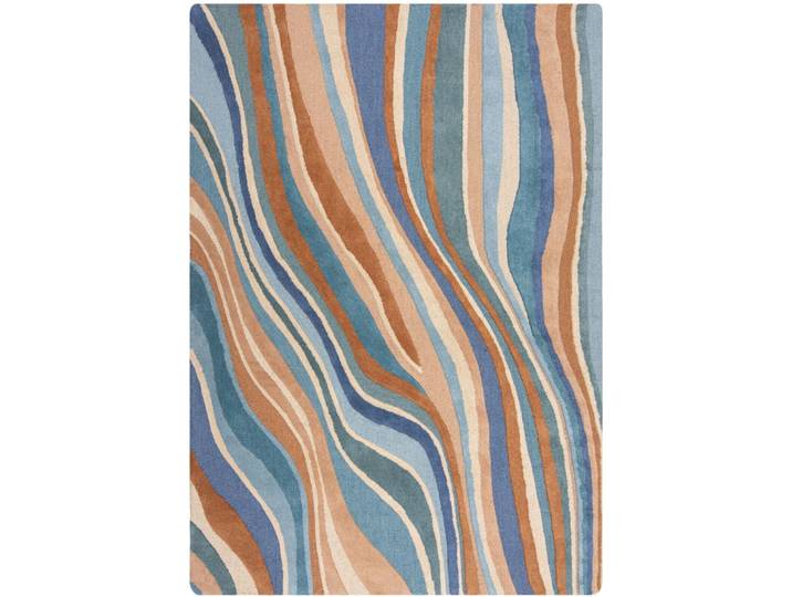 Teppich Holo braun/blau Streifen Wolle 200 x 290 cm
