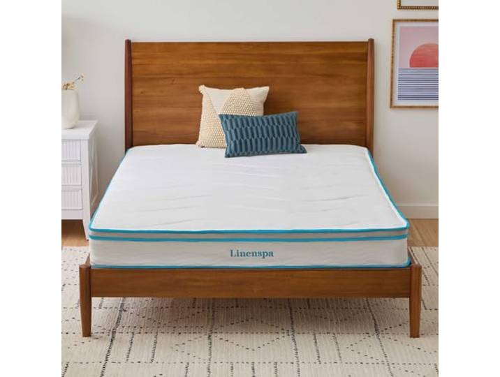 Linenspa Einzelbett (90 x 190 cm), Memory-Schaum und Spiralfederkern-Matratze, 20 cm, Hybrid-Matratze, mittelfestes Gefühl, Bett in Einer Box, gerollte Matratze, 90 x 180 x 20 cm, anpassungsfähig und