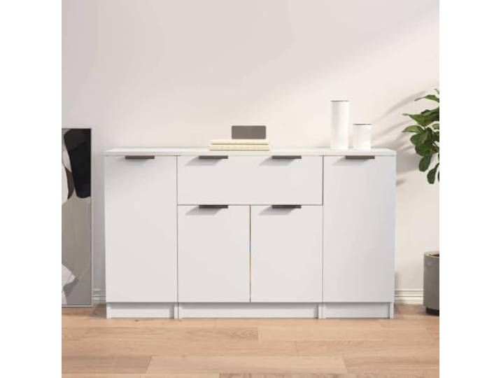 RJPLMFV Anrichte, 3-teilig, weiß, Holz 6 Fächer, 1 Schublade, leicht zu reinigen, Multimedia-Möbel für Wohnzimmer